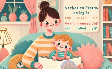 Una madre leyendo una historia a su niño con verbos en pasado en inglés